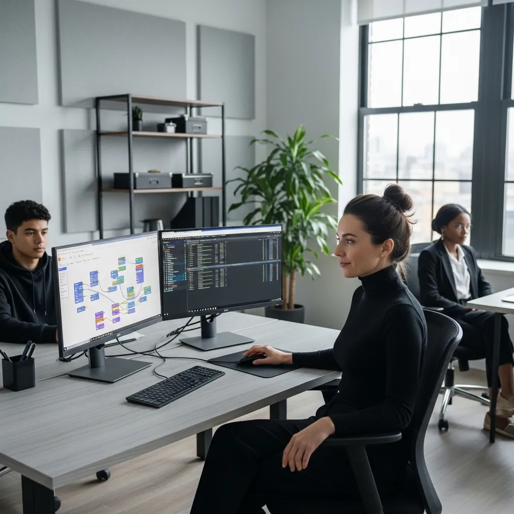 Profesional trabajando de forma eficiente con herramientas automatizadas